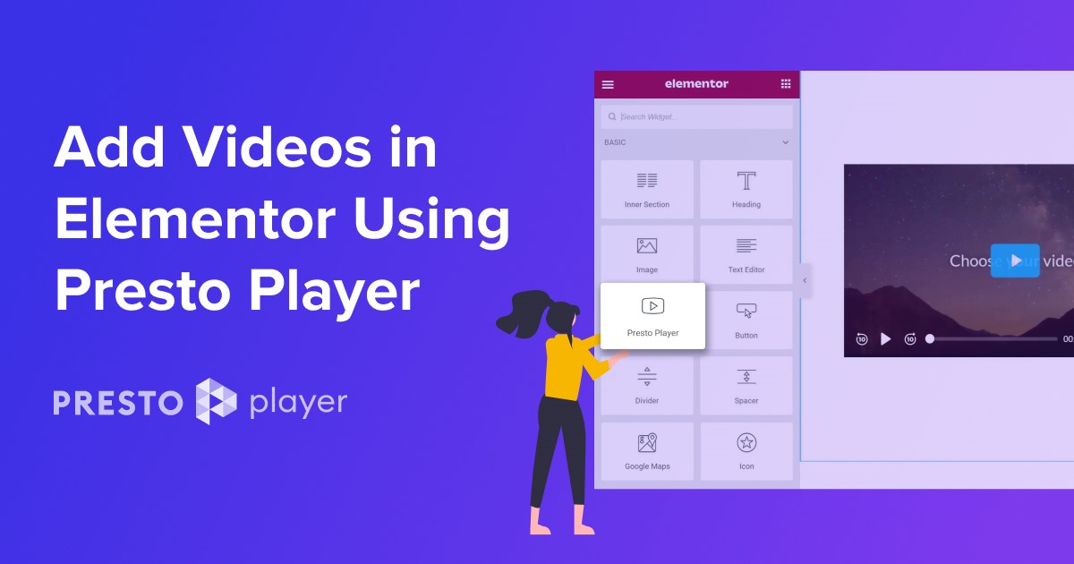 Add video to elementor using Presto Player